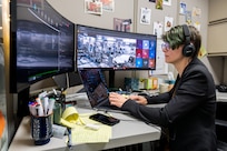 Roxana Leontie, Ph.D., U.S. Naval Research Laboratory (NRL) computer research scientist, performs a reinforcement learning control test on free-flyer robots aboard the International Space Station from NRL headquarters in Washington, D.C., May 27, 2025. The test demonstrated the potential of reinforcement learning to improve robotic autonomy for space exploration and logistics. (U.S. Navy photo by Sarah Peterson)