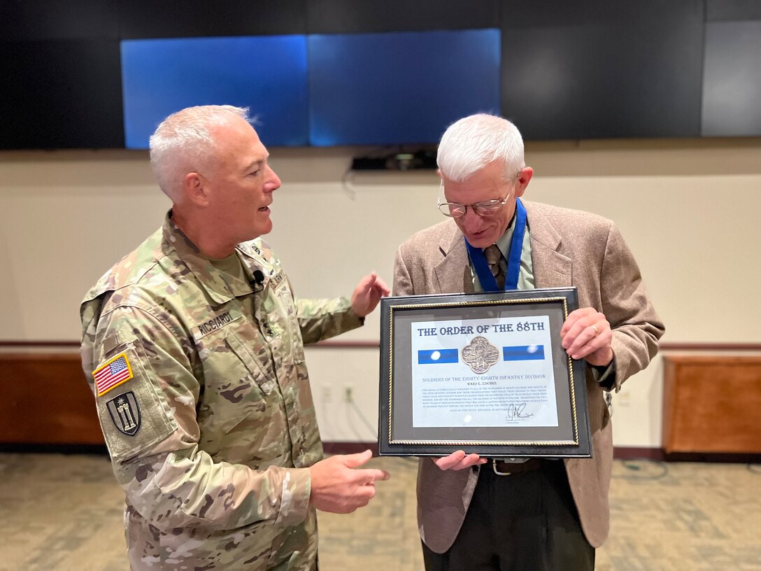 88th Readiness Division command historian receives honorary 'Order of the 88th'