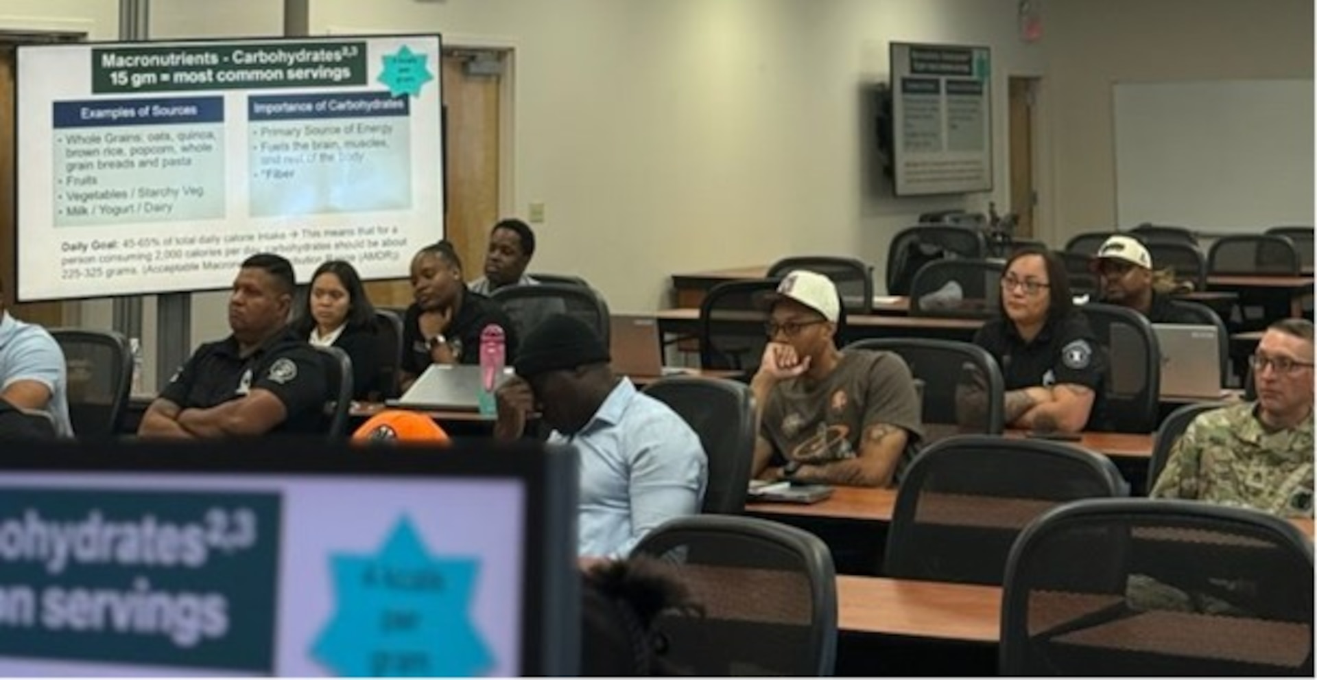Newark (N.J.) Army Recruiting Company recruiters attended nutrition training during their August 29, 2025, Quarterly Training meeting. The training, provided by Lt. Col. Joetta Khan, PhD, MPH, a registered dietitian, focusing on nutrition strategies for healthy recruiters and resources for recruiters to support healthy recruits.