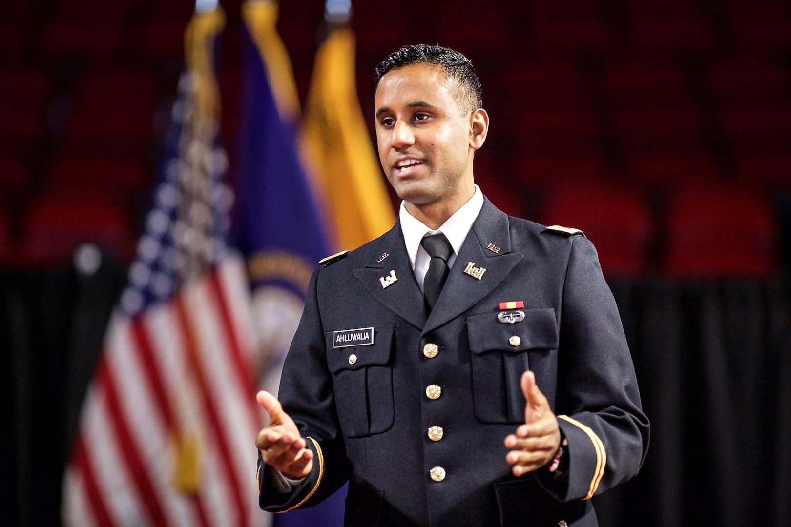 Army officer standing and speaking