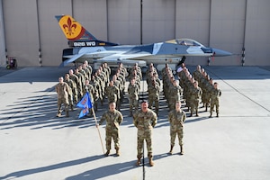 U.S. Air Force Maj. Kalaeone Needham, 926th Force Support Squadron commander, takes command of the 926th FSS at an assumption of command ceremony at Nellis Air Force Base, Nevada, Sept. 6, 2025.
