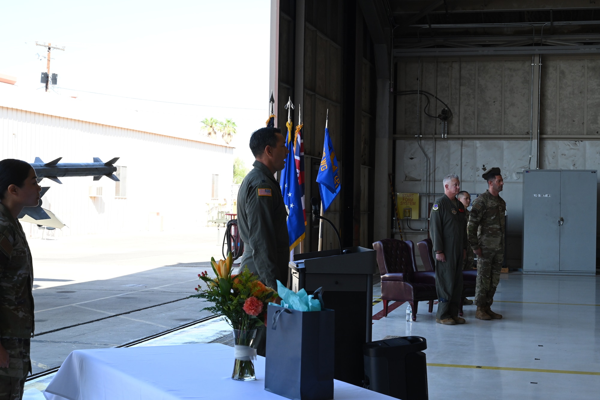 U.S. Air Force Maj. Kalaeone Needham, 926th Force Support Squadron commander, takes command of the 926th FSS at an assumption of command ceremony at Nellis Air Force Base, Nevada, Sept. 6, 2025.