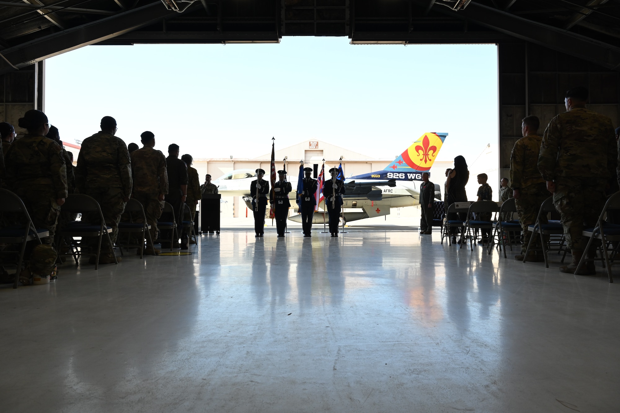 U.S. Air Force Maj. Kalaeone Needham, 926th Force Support Squadron commander, takes command of the 926th FSS at an assumption of command ceremony at Nellis Air Force Base, Nevada, Sept. 6, 2025.