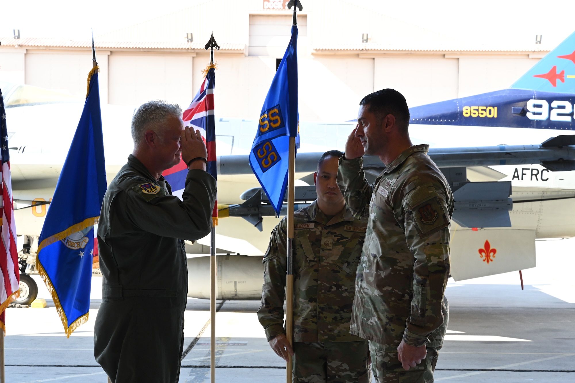 U.S. Air Force Maj. Kalaeone Needham, 926th Force Support Squadron commander, takes command of the 926th FSS at an assumption of command ceremony at Nellis Air Force Base, Nevada, Sept. 6, 2025.
