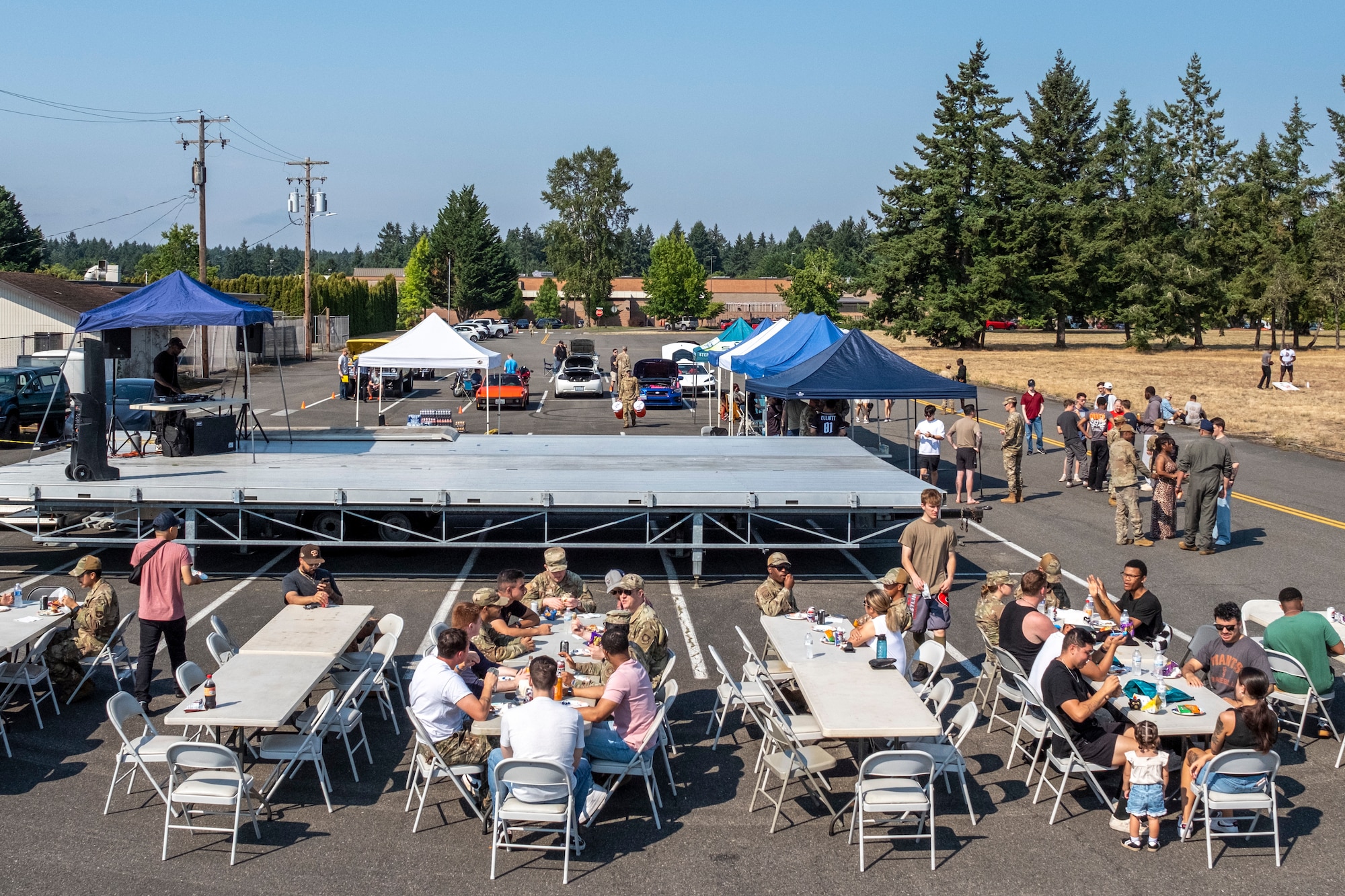 Team McChord Airmen and community members engage in festivities during the 2025 Team McChord Summer Block Party at Joint Base Lewis-McChord, Washington, Aug. 28, 2025.