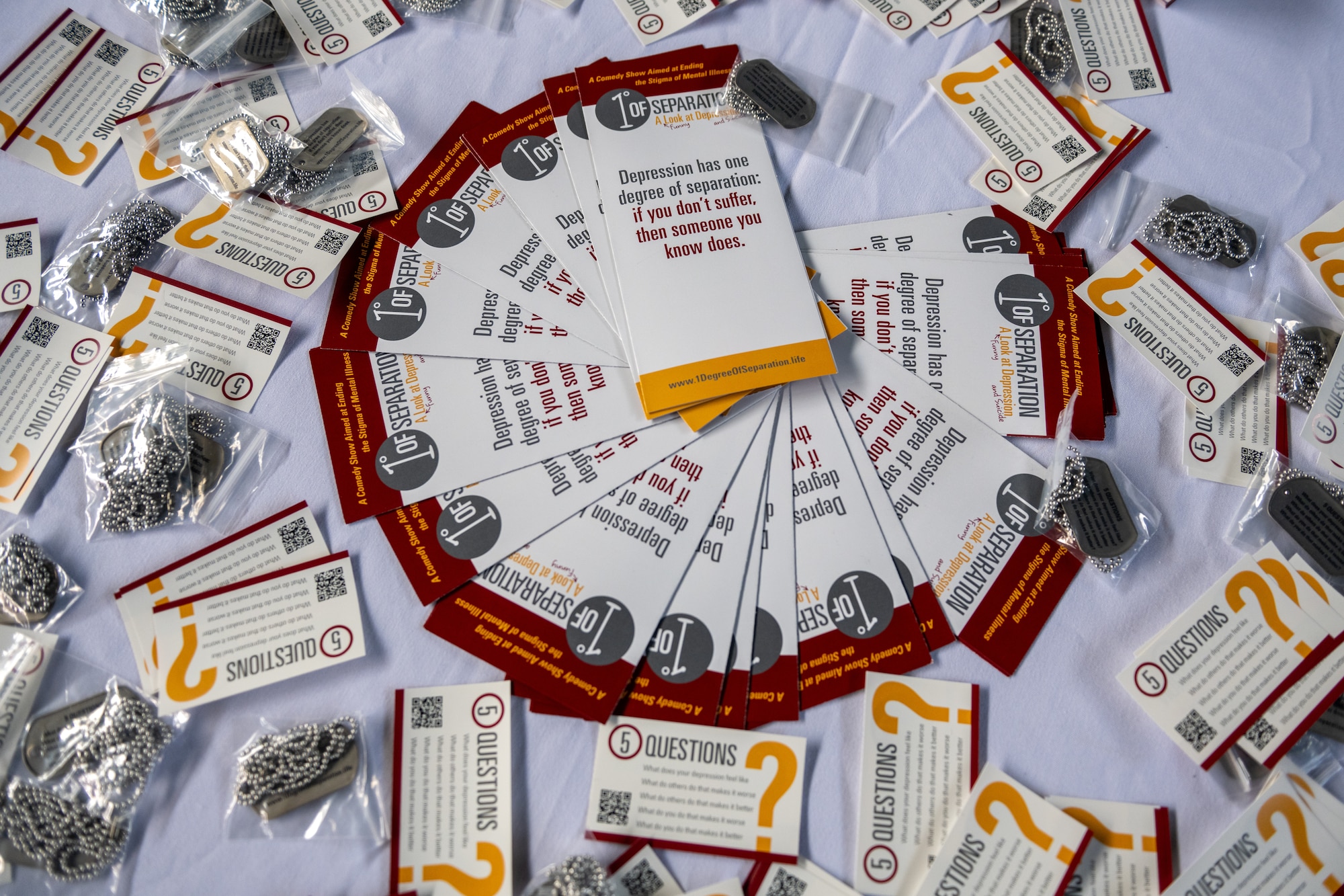 Pamphlets are displayed on a table.