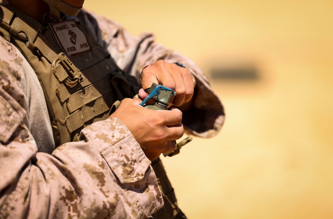 U.S. Marines with 4th Combat Engineer Battalion, 4th Marine Division conduct pistol, grenade range during BRIGHT STAR 25