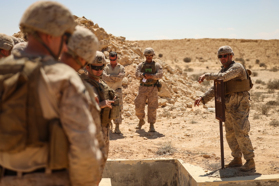 U.S. Marines with 4th Combat Engineer Battalion, 4th Marine Division conduct pistol, grenade range during BRIGHT STAR 25