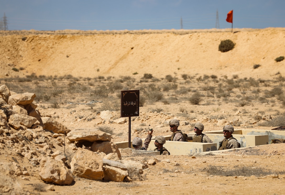 U.S. Marines with 4th Combat Engineer Battalion, 4th Marine Division conduct pistol, grenade range during BRIGHT STAR 25