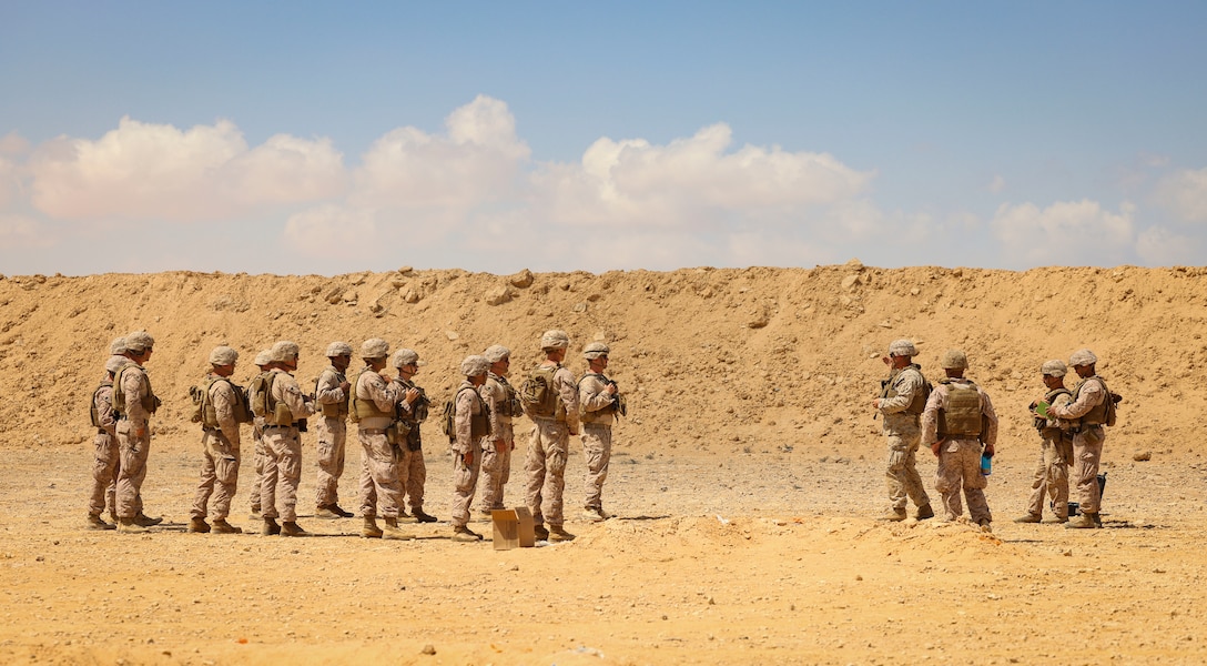U.S. Marines with 4th Combat Engineer Battalion, 4th Marine Division conduct pistol, grenade range during BRIGHT STAR 25