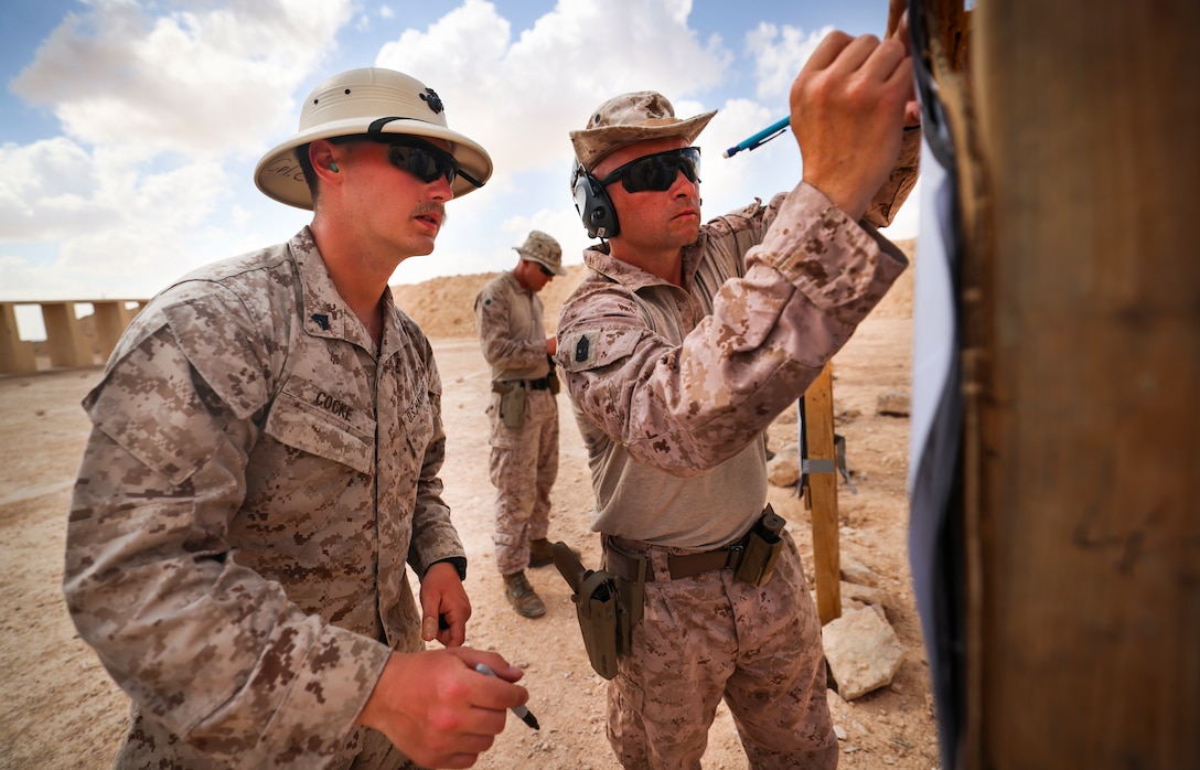 U.S. Marines with 4th Combat Engineer Battalion, 4th Marine Division conduct pistol, grenade range during BRIGHT STAR 25