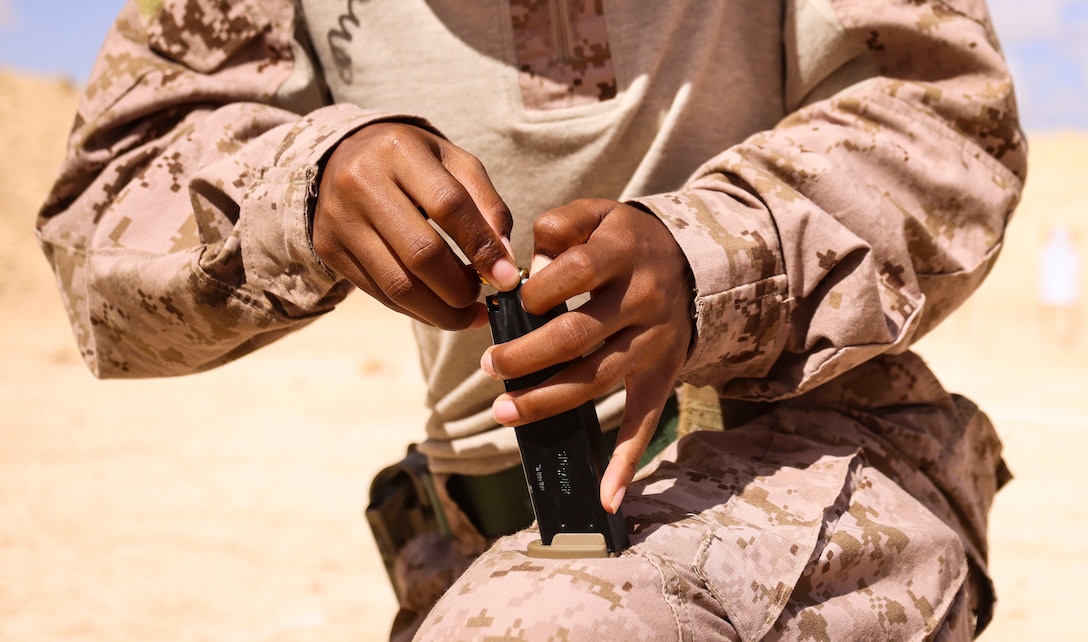 U.S. Marines with 4th Combat Engineer Battalion, 4th Marine Division conduct pistol, grenade range during BRIGHT STAR 25