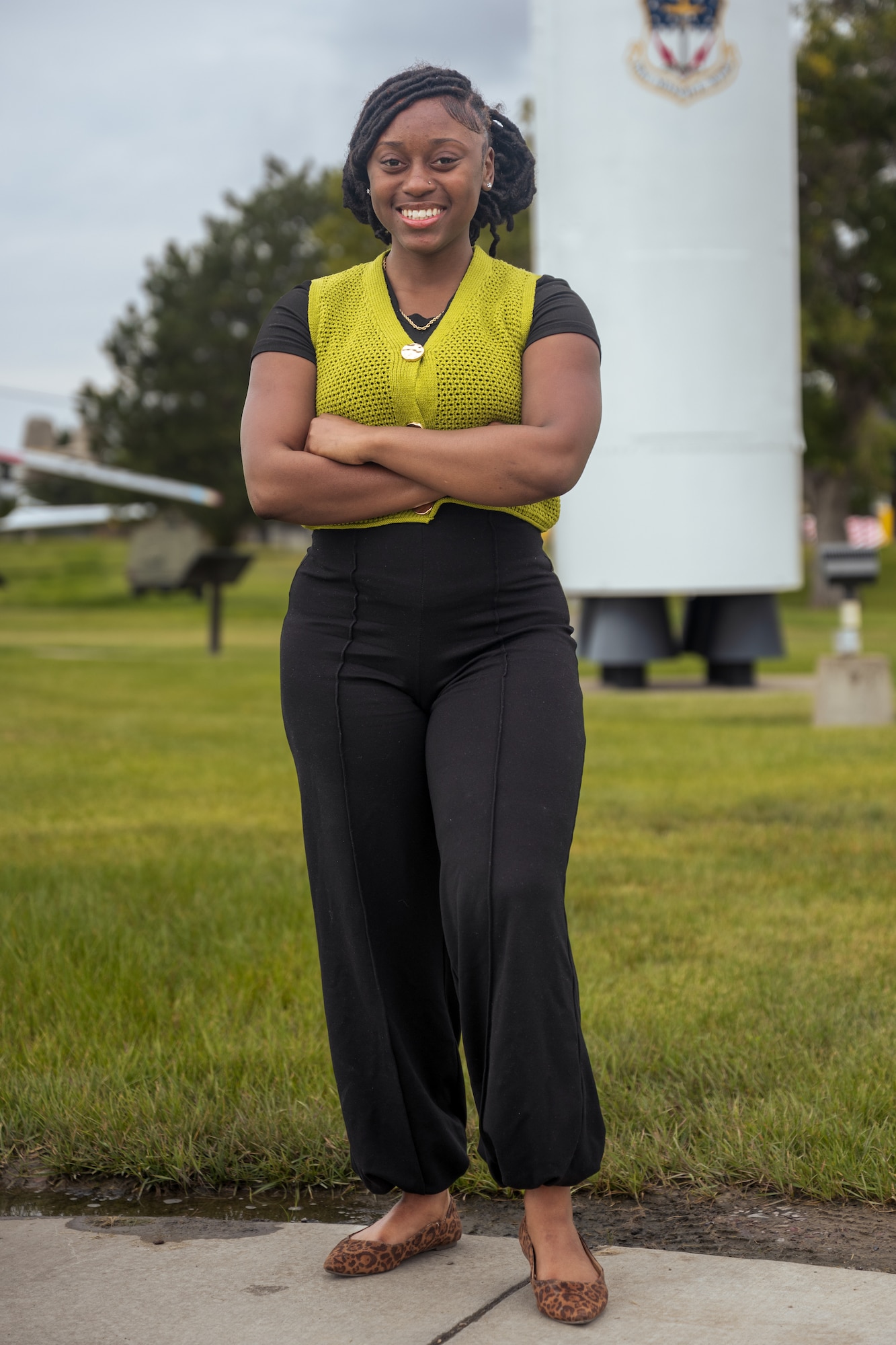 A portrait of an Airman in civilian clothes.