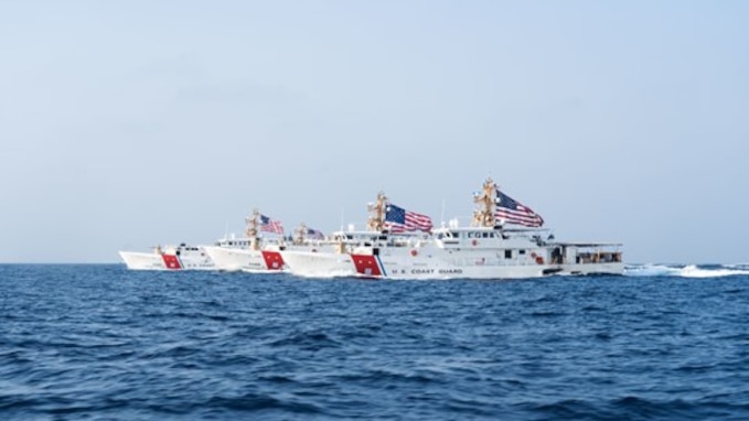 Coast Guard fast response cutters patrol the Strait of Hormuz, August 2022. U.S. Coast Guard photo.