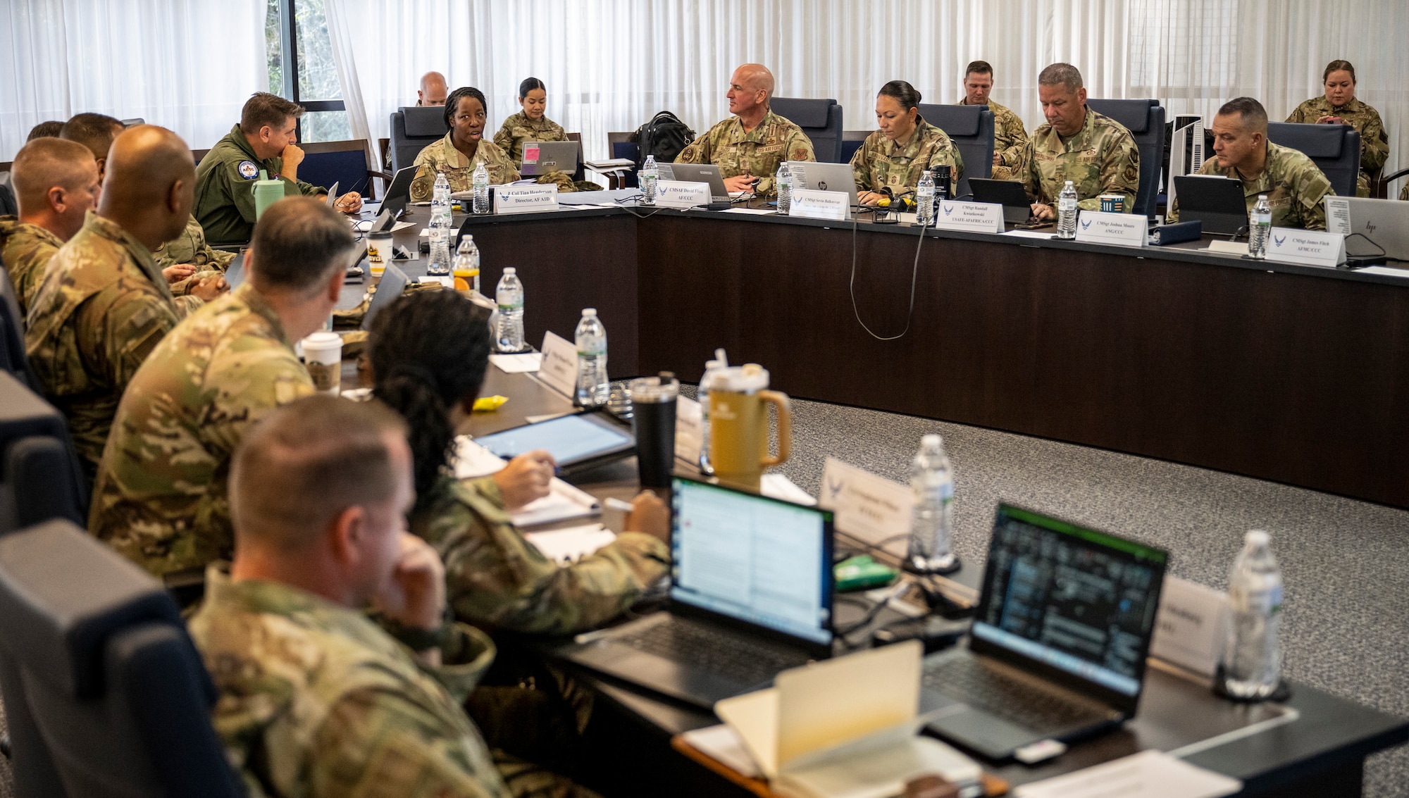 Air Force leaders came together at the Air Force Senior Noncommissioned Officer Academy, Maxwell Air Force Base, Gunter Annex, Ala., for the Enlisted Professional Military Education Biennial Review and the Enlisted Force Development Panel, Sept. 8-9. The Biennial Review board convenes no less than once every other year to review the EPME strategic plan, policies, curricula, resources and processes. The Enlisted Force Development Panel is charged to review, evaluate, and make recommendations to senior Air Force leaders regarding concerns, programs and initiatives relating to the education, training and experiences impacting enlisted Airman development. (U.S. Air Force photo by Brian Ferguson)