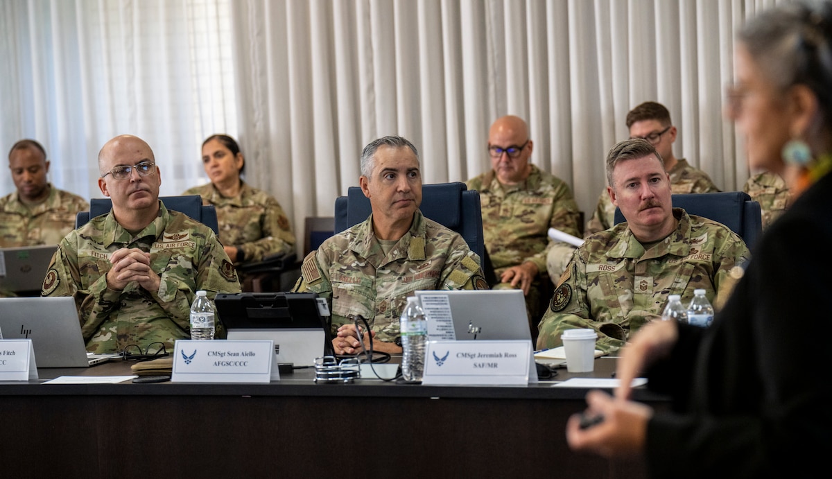 Air Force leaders came together at the Air Force Senior Noncommissioned Officer Academy, Maxwell Air Force Base, Gunter Annex, Ala., for the Enlisted Professional Military Education Biennial Review and the Enlisted Force Development Panel, Sept. 8-9. The Biennial Review board convenes no less than once every other year to review the EPME strategic plan, policies, curricula, resources and processes. The Enlisted Force Development Panel is charged to review, evaluate, and make recommendations to senior Air Force leaders regarding concerns, programs and initiatives relating to the education, training and experiences impacting enlisted Airman development. (U.S. Air Force photo by Brian Ferguson)