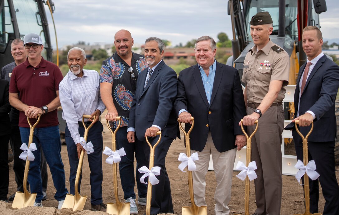 Col. Andrew Baker, commander of the U.S. Army Corps of Engineers Los Angeles District, second from right, joins local, state and federal leaders Aug. 28 to break ground on Phase 2B of the Murrieta Creek Flood Control, Environmental Restoration and Recreation Project in Temecula, California.