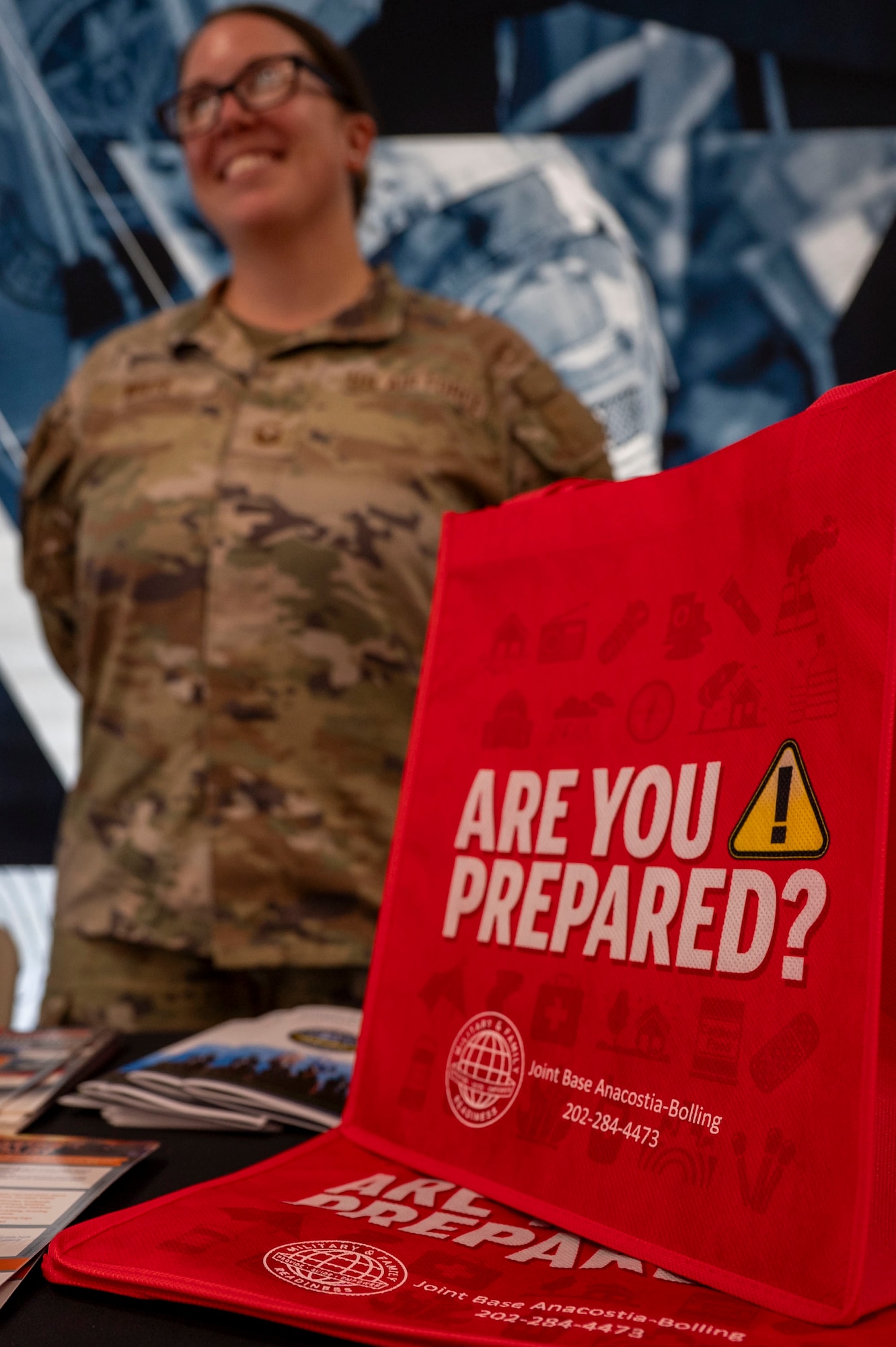 U.S. Air Force Master Sgt. Candice White, Joint Base Anacostia-Bolling Military Family Readiness Center superintendent, discusses National Preparedness Month at Joint Base Anacostia-Bolling, Washington, D.C., Sept. 9, 2025.