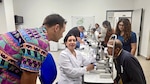 Dr. Ivonne Alvarado, Ophthalmologist at Dr. Luis “Chicho” Fabrega Regional Hospital evaluates a patient ahead of the eight-day eye surgical mission during Panamax Alpha Phase II, Santiago de Veraguas, Panama, Aug. 26, 2025, through Sept. 11, 2025. The surgical mission brought together 48 local and U.S. doctors, nurses, and technicians to complete cataract removals, corneal transplants and other complex procedures alleviating an over six-month wait for some. The over 200 surgeries provided not only improved eyesight but symbolized the strength of the U.S.-Panama partnership. (Courtesy Photo)