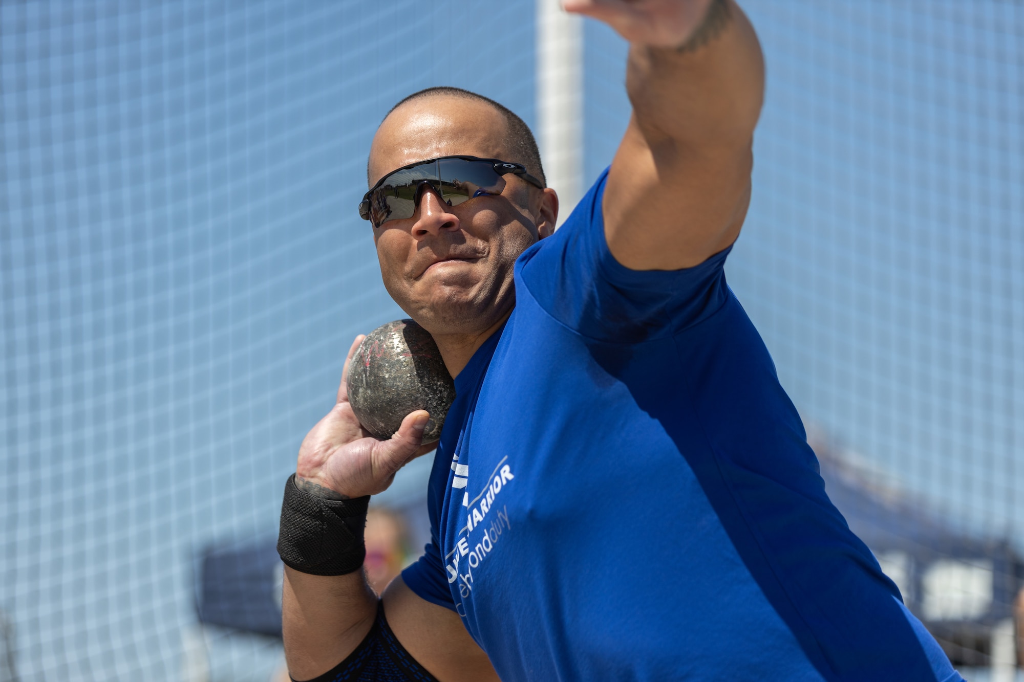 MSgt Ryan Hines practices shot during Warrior Games training in San Antonio, TX.  This week, AFW2 hosted a group of Wounded Warriors and Caregivers to an introductory look at support programs offering them resources they can use as part of their recovery. Members of Team Air Force spent the week honing their skills in preparation for the 2024 Department of Defense Warrior Games to be held in Orlando, Florida at the ESPN Wide World of Sports Complex, 21-30 June.