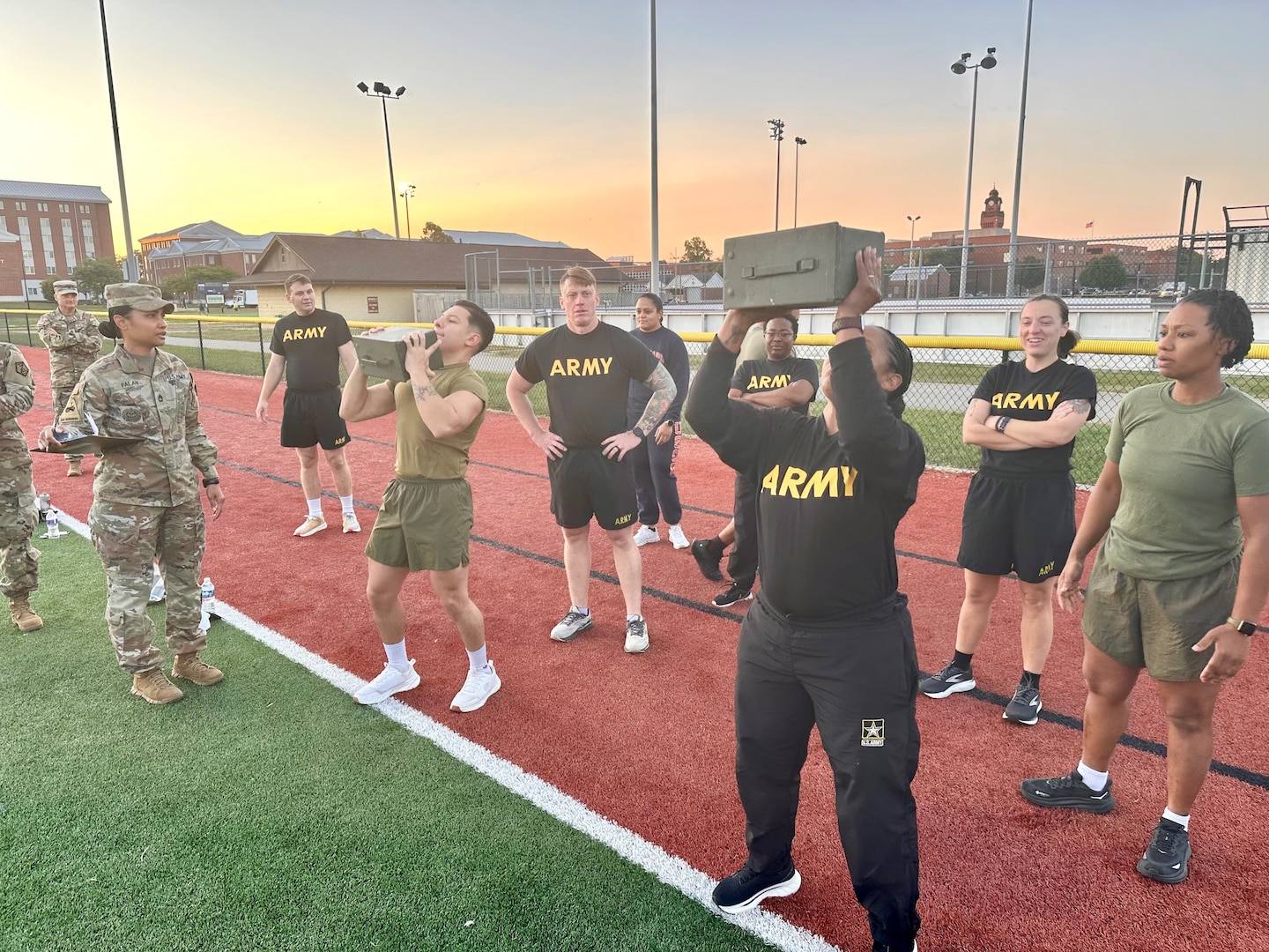 Military members from USMEPCOM participate in physical fitness endurance tests as part of their military member of the year competition.
