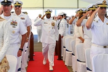 NAVAL STATION ROTA, Spain (Sep. 10, 2025) Capt. Kelechi R. Ndukwe arrives to the Command Task Force (CTF) 65, Destroyer Squadron (DESRON) 60 change of command ceremony onboard Naval Station (NAVSTA) Rota, Spain, Sep. 10, 2025.