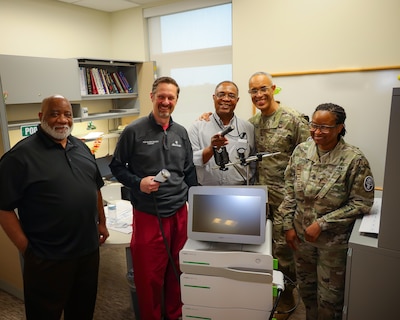 Fifteen months of persistence paid off Sept. 5 as Dr. Scott Saxe, IACH podiatrist, stood with hospital leaders and logisticians to welcome the long-awaited DUOLITH SD1 shockwave therapy device. Imported from Switzerland, this state-of-the-art system gives Soldiers and families a powerful new option for treating stubborn injuries such as plantar fasciitis—right here at Fort Riley.