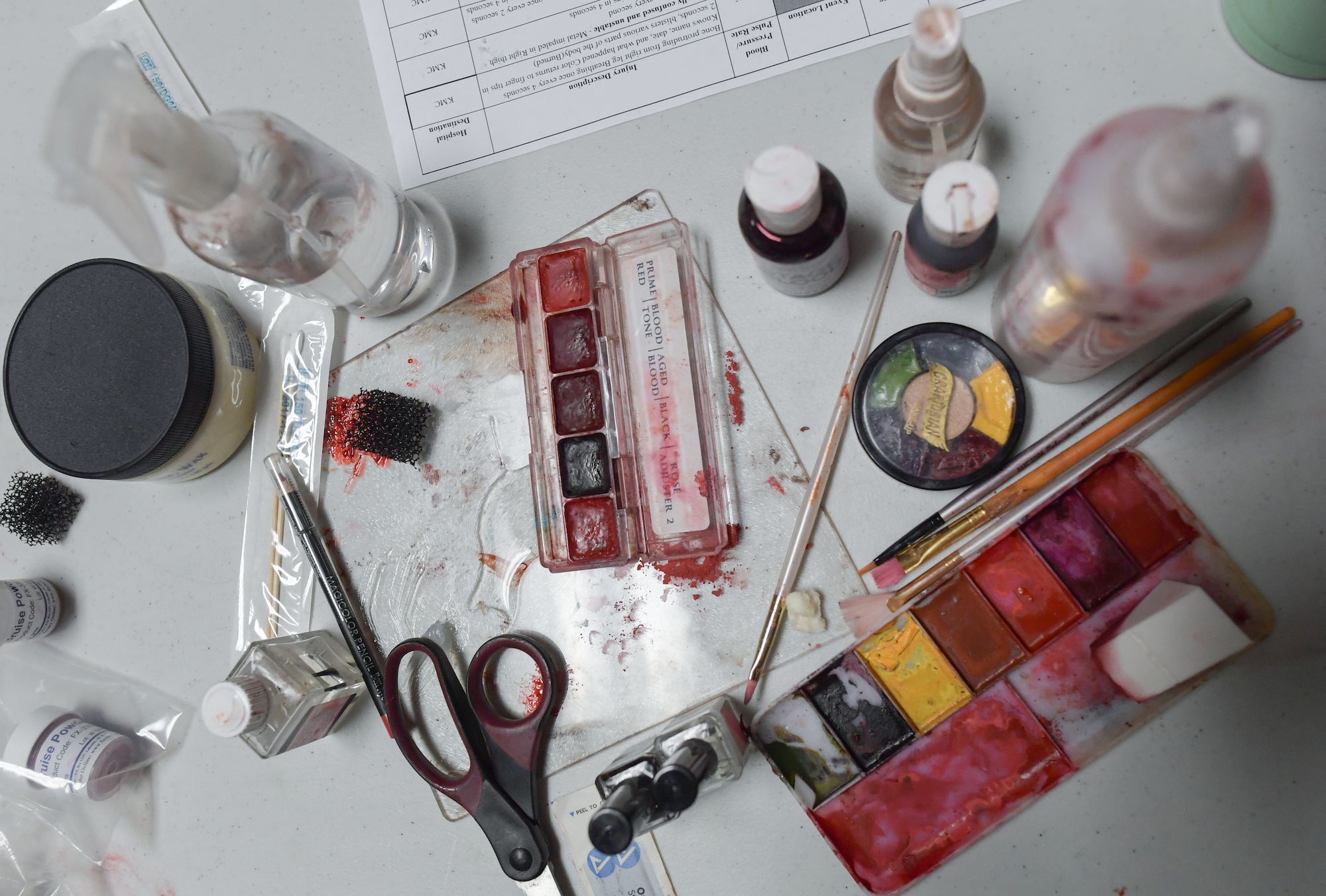 Moulage art supplies sit on a table on display.