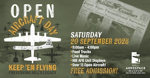 Hill Aerospace Museum will host its Annual Open Aircraft Day on Saturday, Sept. 20, offering visitors a rare chance to step inside and explore some of the most iconic aircraft in military aviation history.