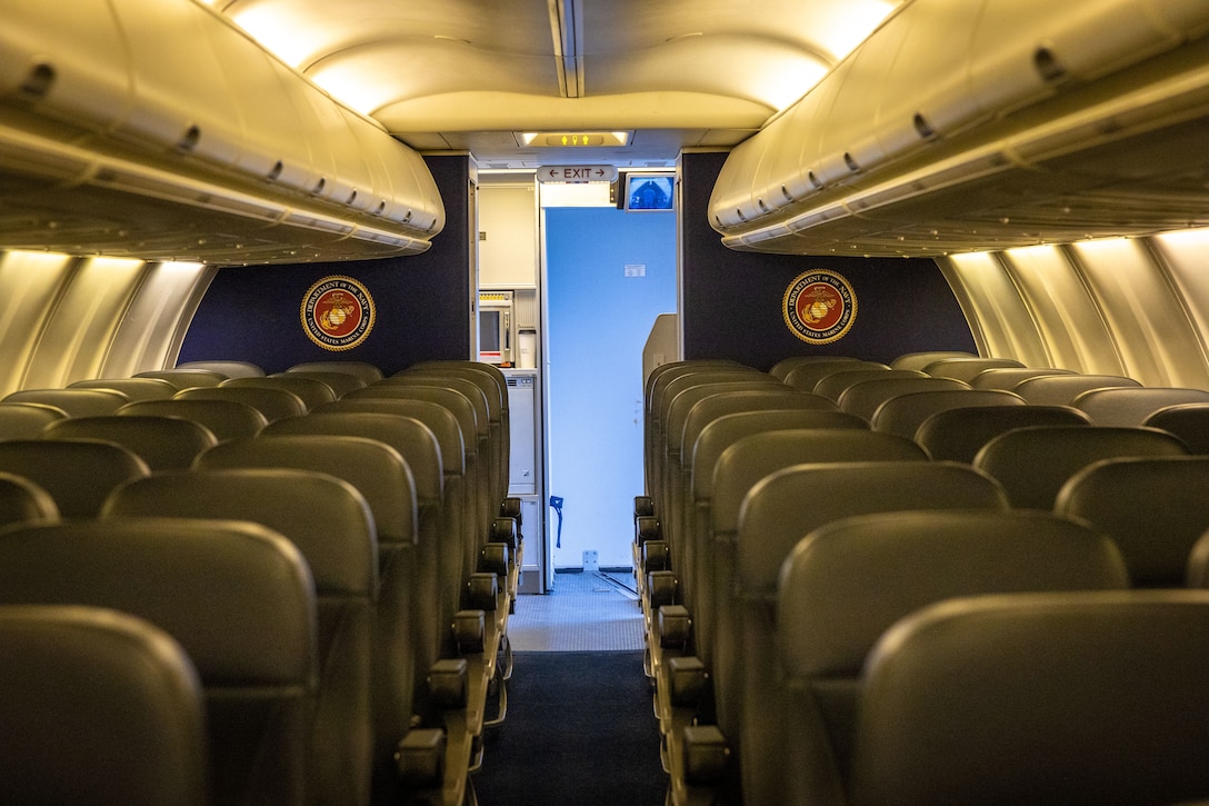 A C-40A aircraft, assigned to Marine Transport Squadron (VMR) 1, Marine Air Group 41, 4th Marine Air Wing, awaits passengers during ARCTIC EDGE 2025 (AE25) at Joint Base Elmendorf-Richardson, Alaska, Aug. 21, 2025. Specialized Arctic training generates valuable lessons learned for warfighters and enablers ensuring they can execute their assigned missions in any environment. AE25 is a NORAD and U.S. Northern Command-led homeland defense exercise designed to improve readiness, demonstrate capabilities and enhance Joint and Allied Force interoperability in the Arctic. (U.S. Marine Corps Photo by Lance Cpl. Edward Spears)