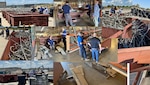 Various photos of scrap being examined by people.