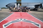 Airmen and their civilian supervisors and employers pose for a group photo during the 192nd Wing, Virginia Air National Guard’s 2025 Bosslift event Sept. 6 at Joint Base Langley-Eustis in Hampton, Virginia. The event, organized by the VaANG Military and Family Readiness office and the Virginia Employer Support of the Guard and Reserve, provided civilian employers with a firsthand experience of what their VaANG employees do during their military service. (U.S. Air National Guard Photo by Staff Sgt. Nilsa Garcia)