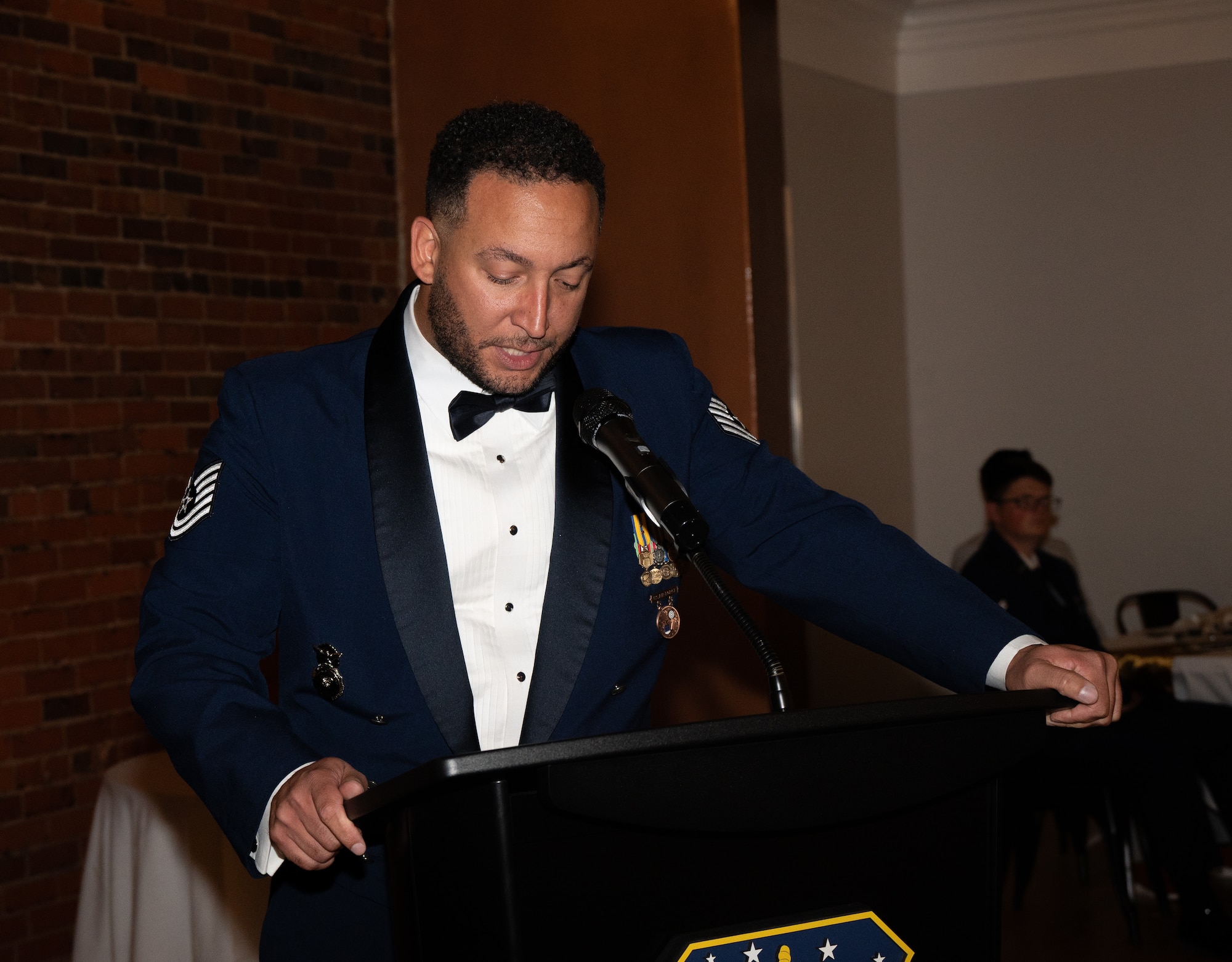 A man gives a speech