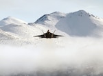 Air Force 90th Fighter Squadron F-22 Raptor takes off from Joint Base Elmendorf-Richardson, Alaska, April 7, 2024, for exercise Agile Reaper 24-1