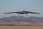A second B-21 Raider test aircraft takes off, Sept. 11, from Palmdale, Calif., to join the Air Force’s flight test campaign at Edwards Air Force Base, Calif. The addition of the second test aircraft expands mission systems and weapons integration testing, advancing the program toward operational readiness. (Courtesy photo)