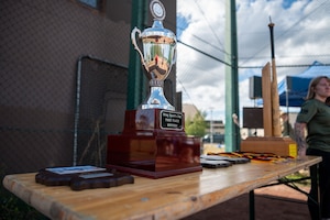 The Commander’s trophy is on display.