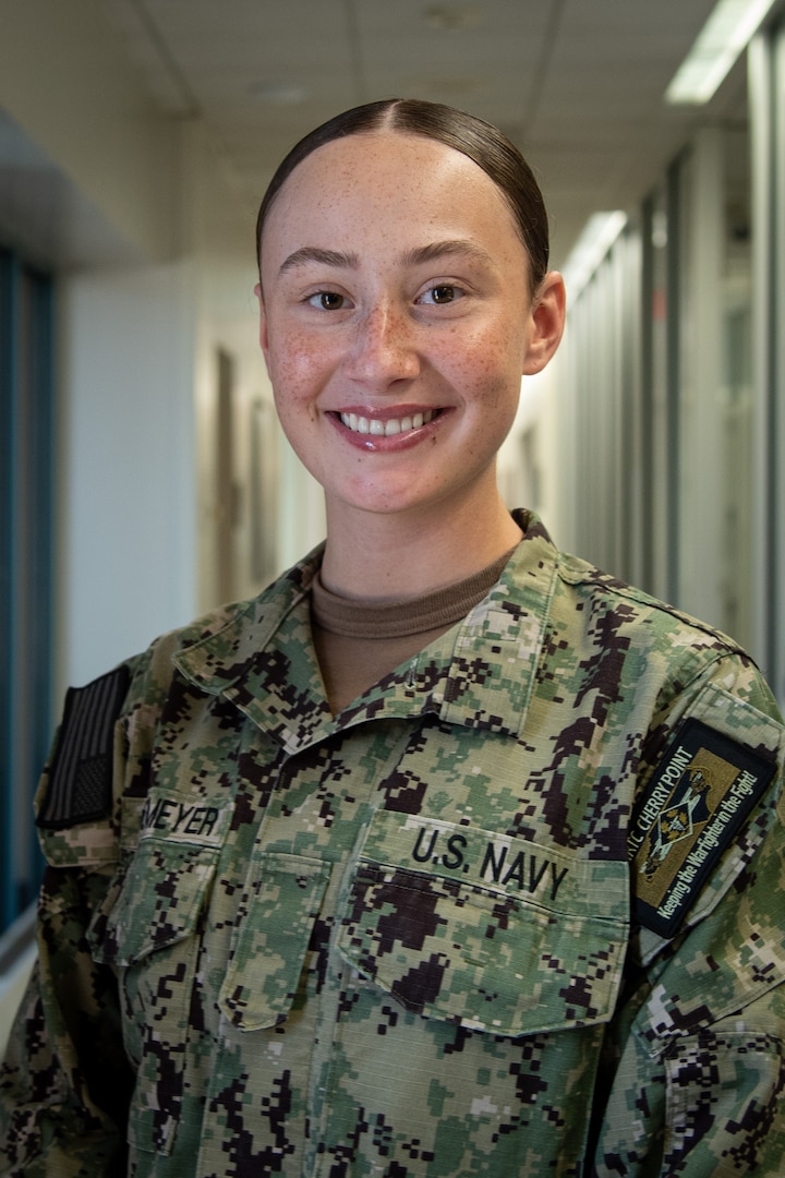 Hospitalman Lauren Kreitemeyer, an Aerospace Medical Technician and native of Shelby, Ohio, serves on the Readiness Team aboard Naval Health Clinic Cherry Point.  She and the other members of the team ensure the medical readiness and eligibility of over 1000 service members across six Marine Corps Air Station Cherry Point units. 
“Our work is important because we directly impact flight operations along the East Coast, ensuring the essential people are medically capable to do their job,” said Kreitemeyer”