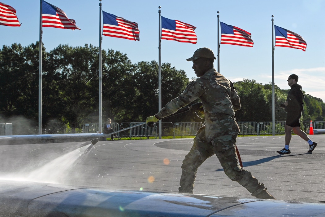 Airman cleaning