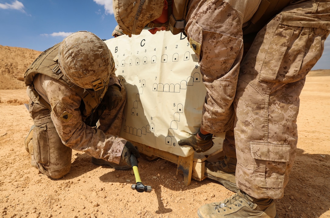 Marines with 4th Assault Amphibian Battalion conduct machine gun range during BRIGHT STAR 25