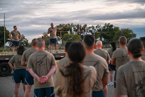 Runners in formation.