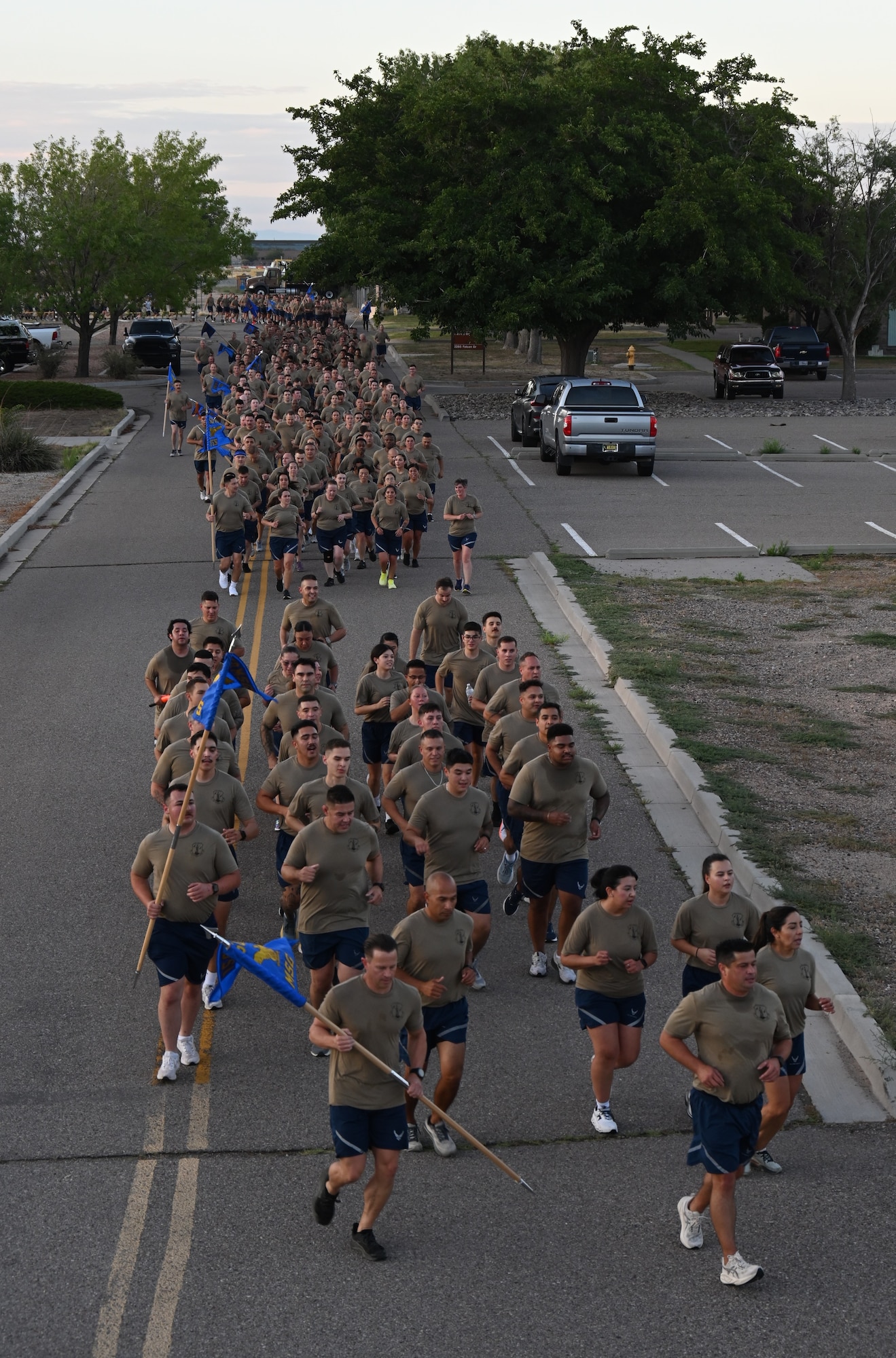 Runners in formation.