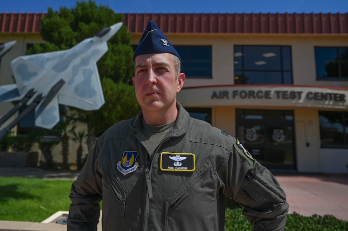 Col. Calhoun outside AFTC HQ