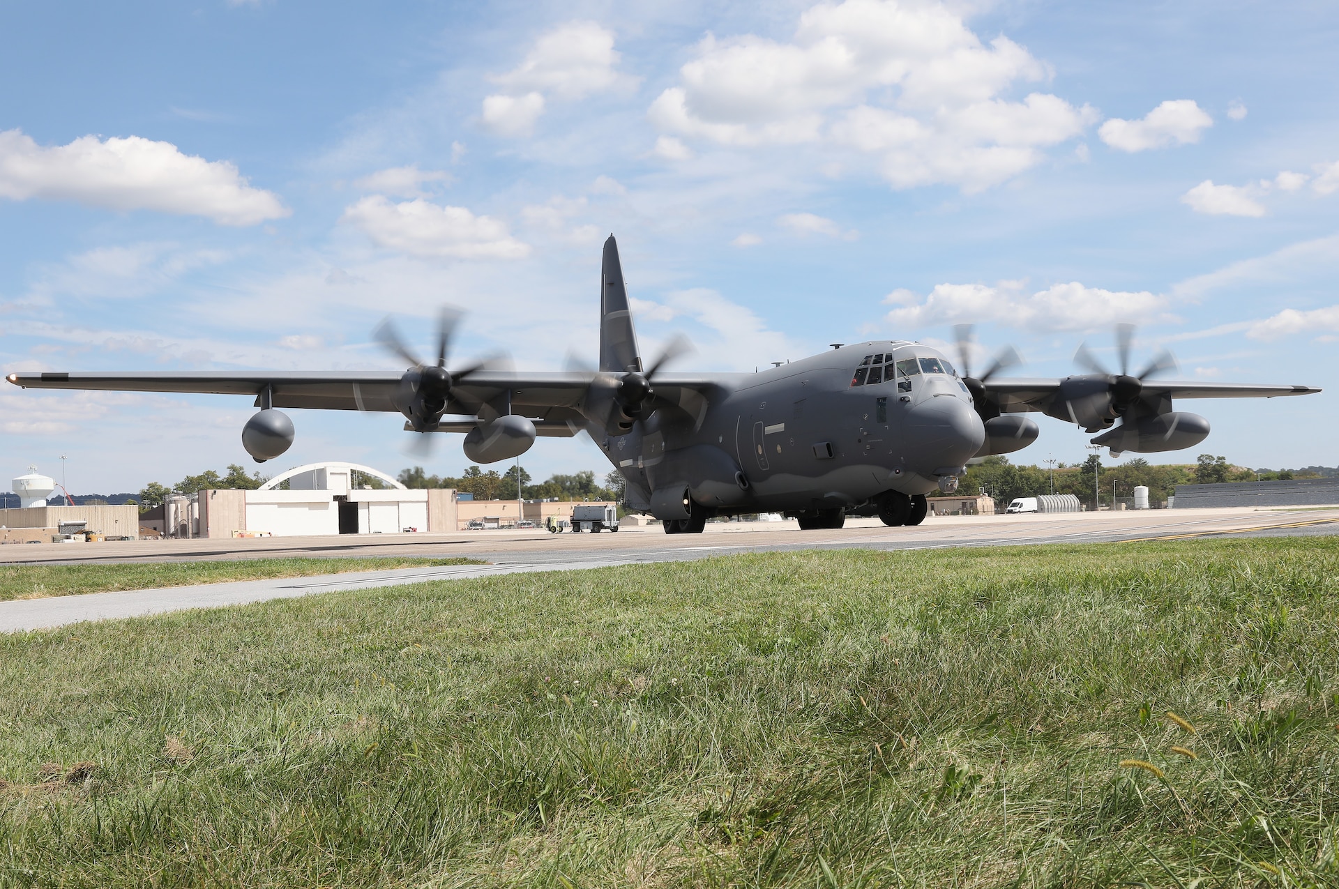 U.S. Airmen with the 193rd Special Operations Wing conducted routine Launch the Fleet training from Harrisburg International Airport in Middletown, Pennsylvania, September 11, 2025, timed to commemorate Patriot Day. This formation flight of six MC-130J Commando II aircraft followed a route visible to many in Central Pennsylvania. (U.S. Army National Guard photo by Zane Craig)