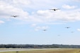 U.S. Airmen with the 193rd Special Operations Wing conducted routine Launch the Fleet training from Harrisburg International Airport in Middletown, Pennsylvania, September 11, 2025, timed to commemorate Patriot Day. This formation flight of six MC-130J Commando II aircraft followed a route visible to many in Central Pennsylvania. (U.S. Army National Guard photo by Zane Craig)