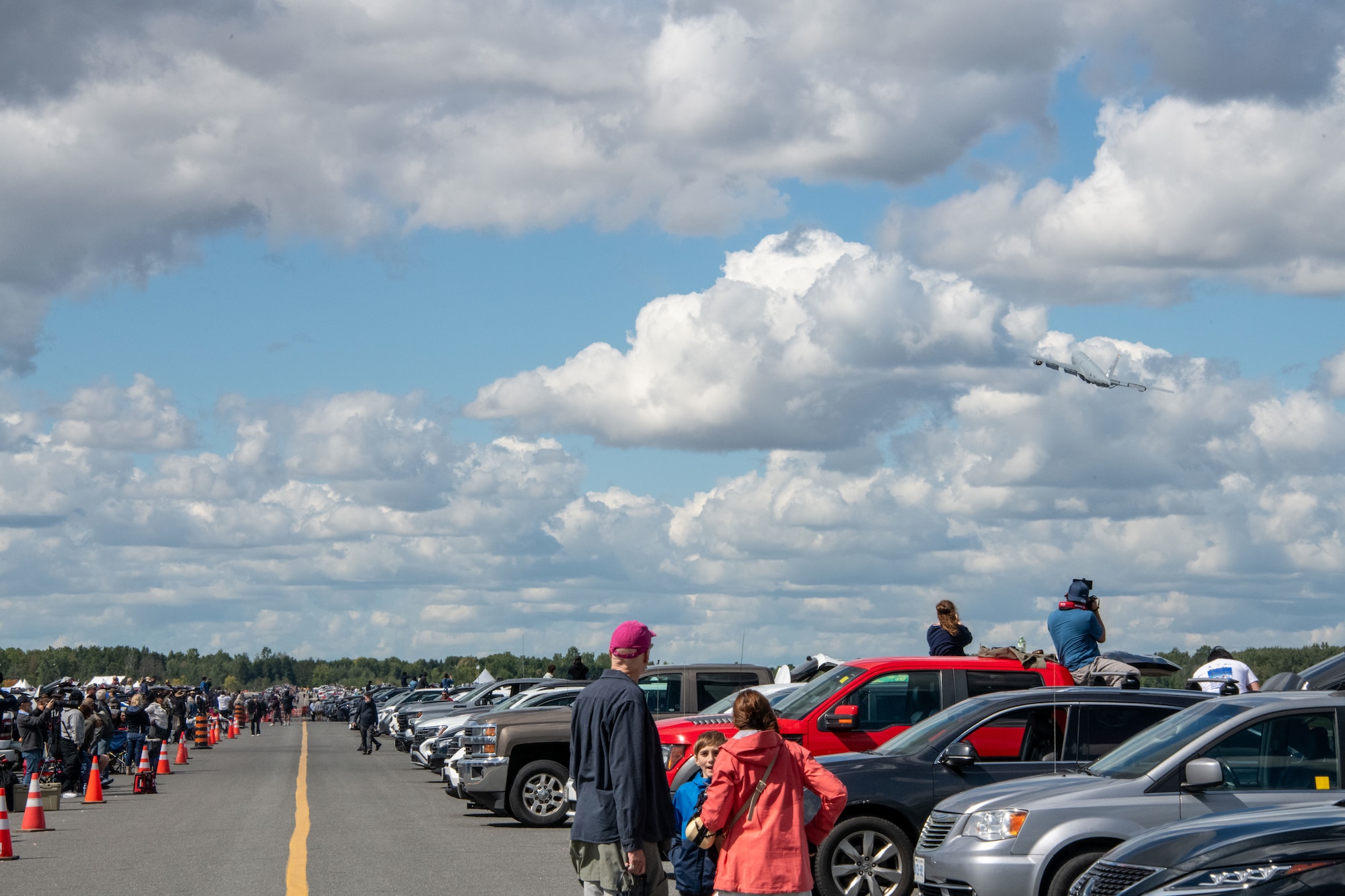 people look at an flyover
