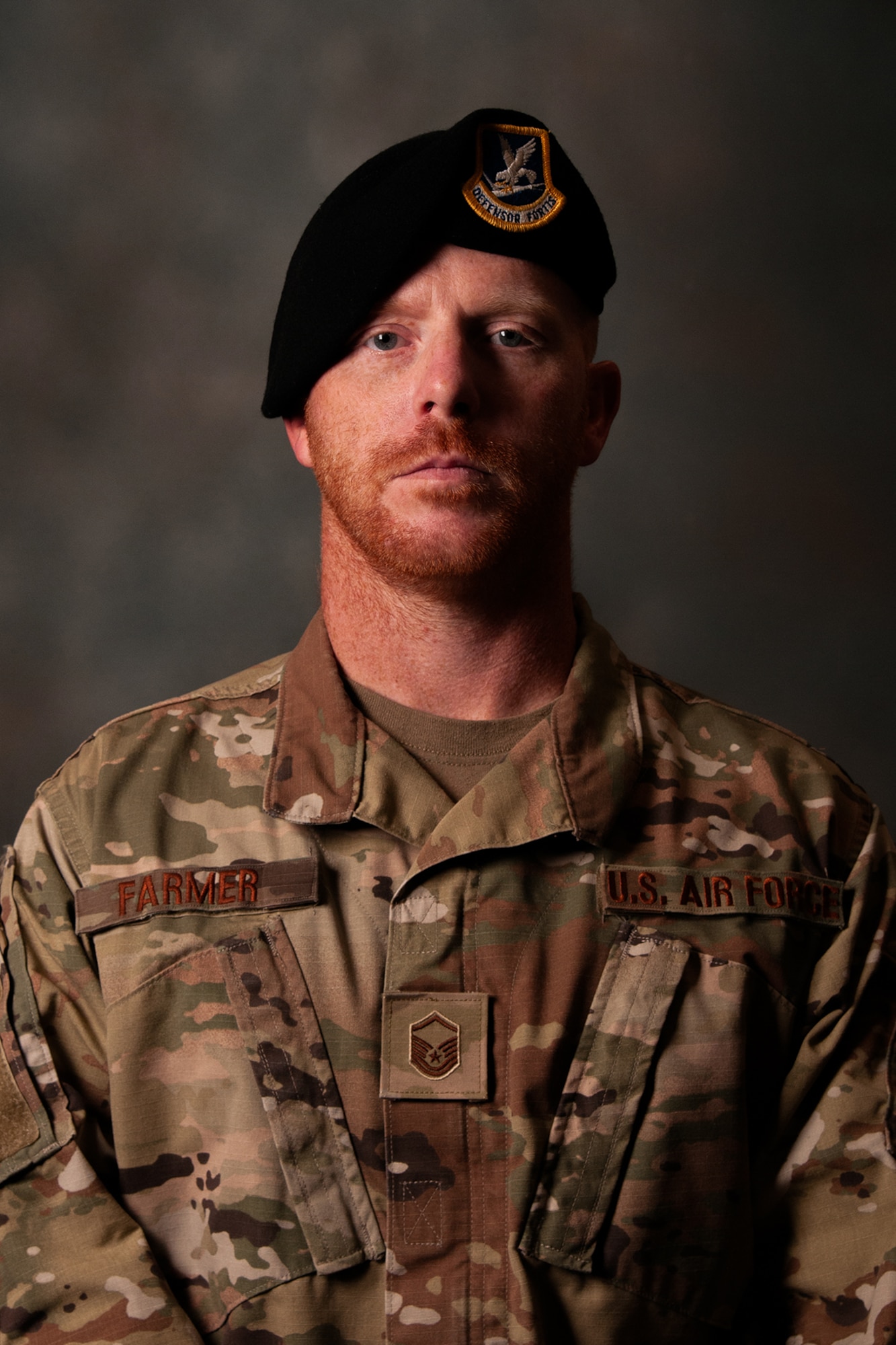 Photo of Airman in Security Forces beret.