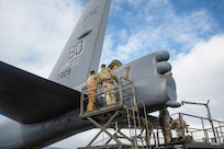 Airmen work on a B-52 Stratofortress