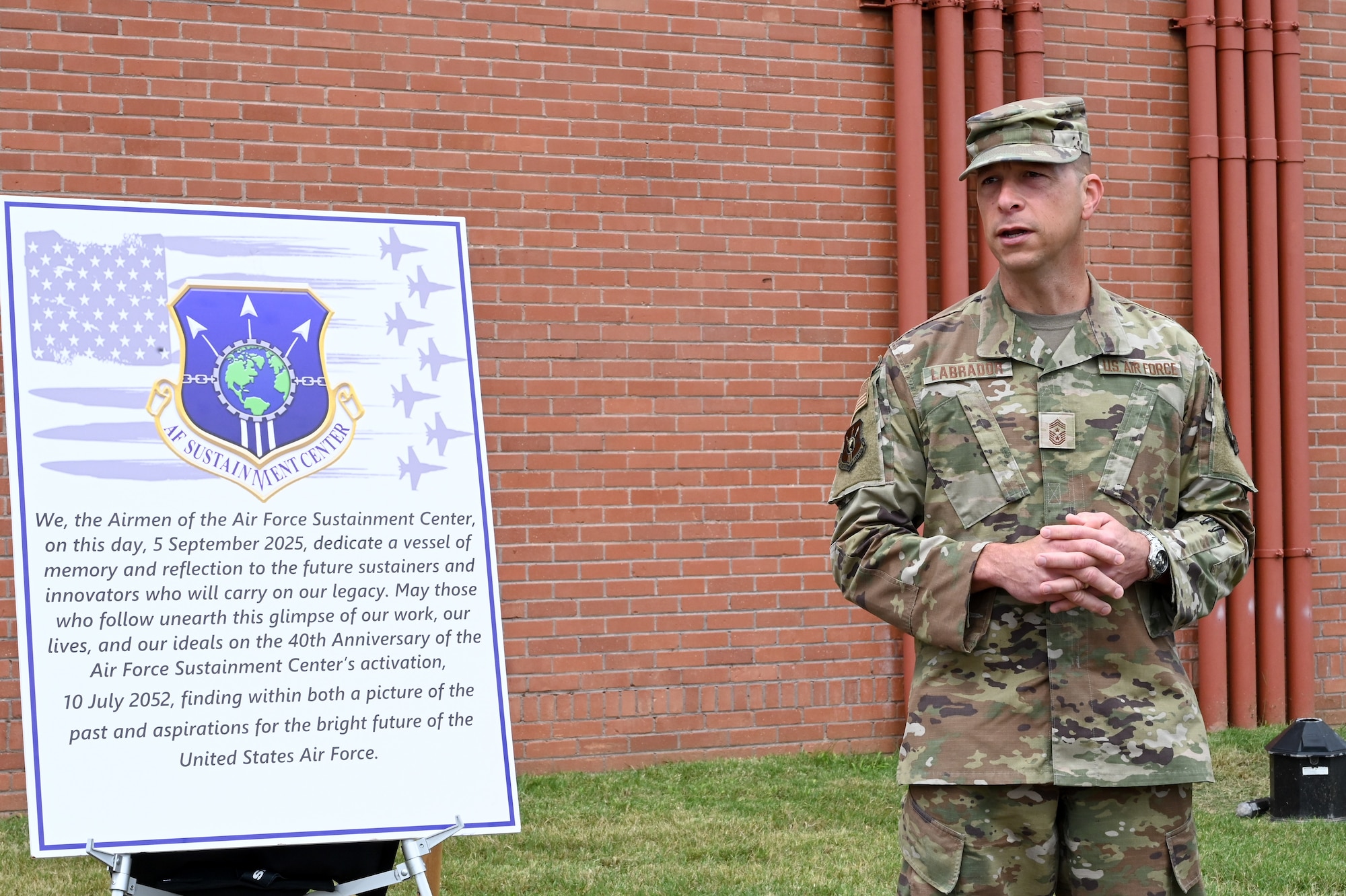 Military leadership burying a time capsule.