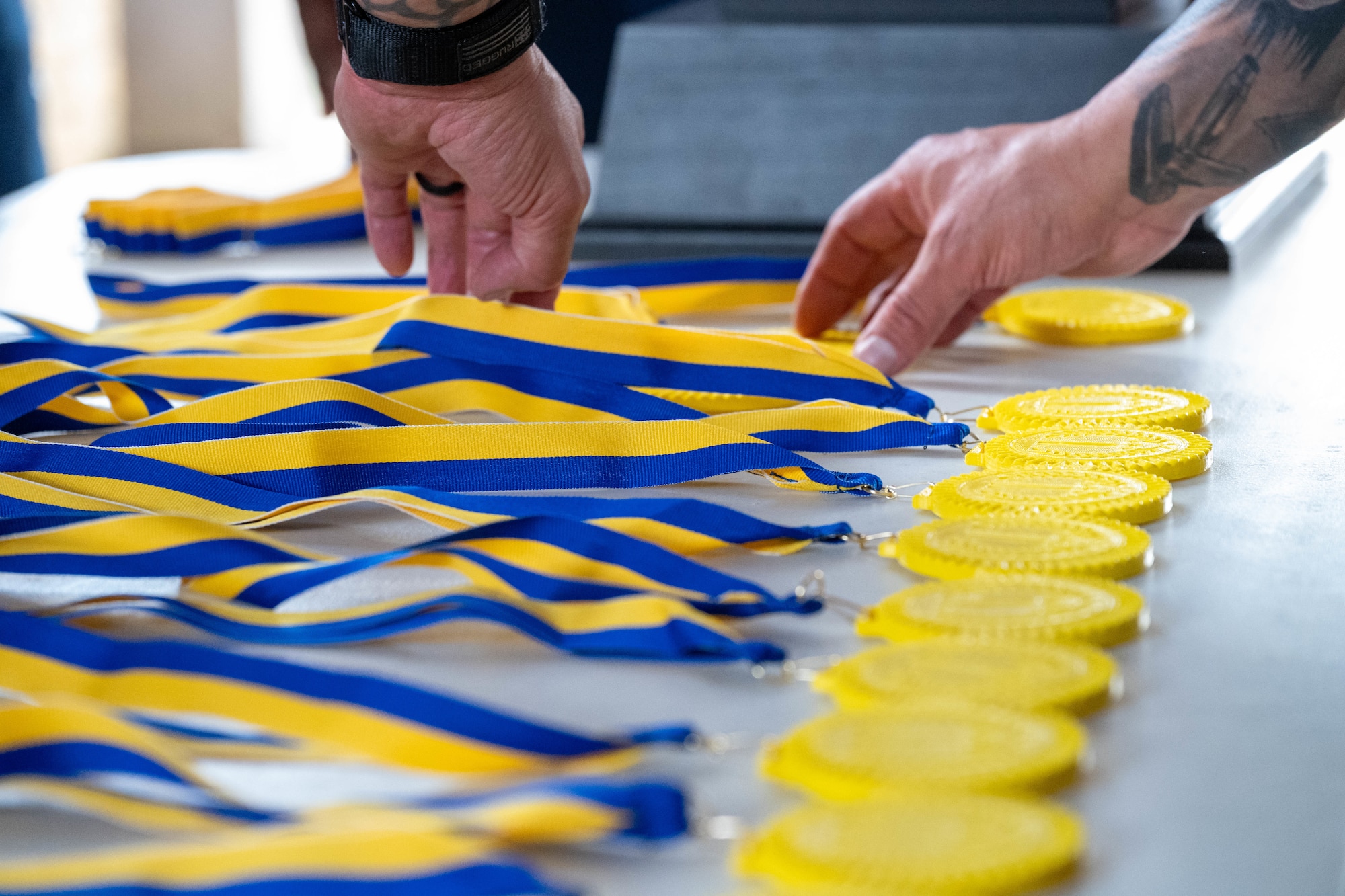 Medals are prepared for participants