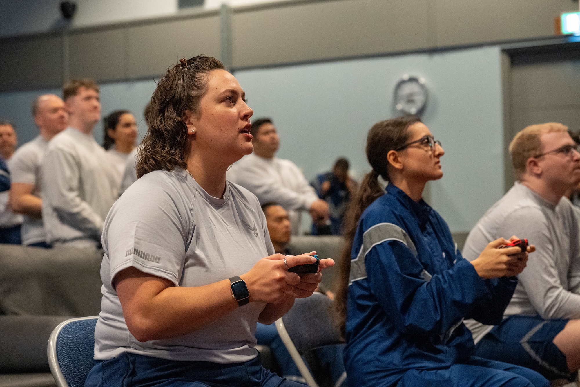 Airmen compete in a Mario Kart tournament